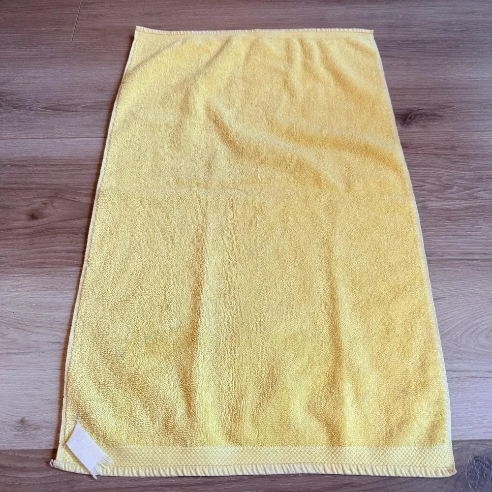 Yellow Vintage Handtowel Embroidered Flowers Cotton